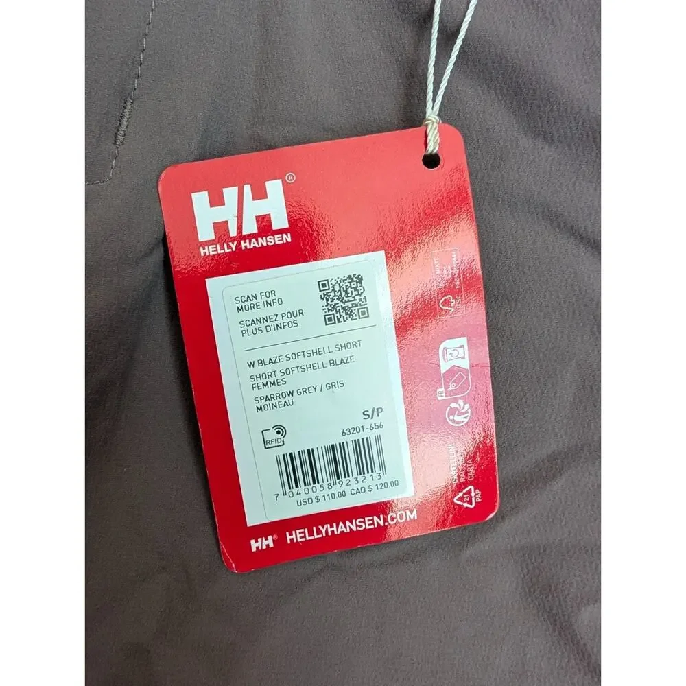 Helly Hansen Blaze Softshell Hiking Shorts Women's S Sparrow Grey 63201-656 NWT